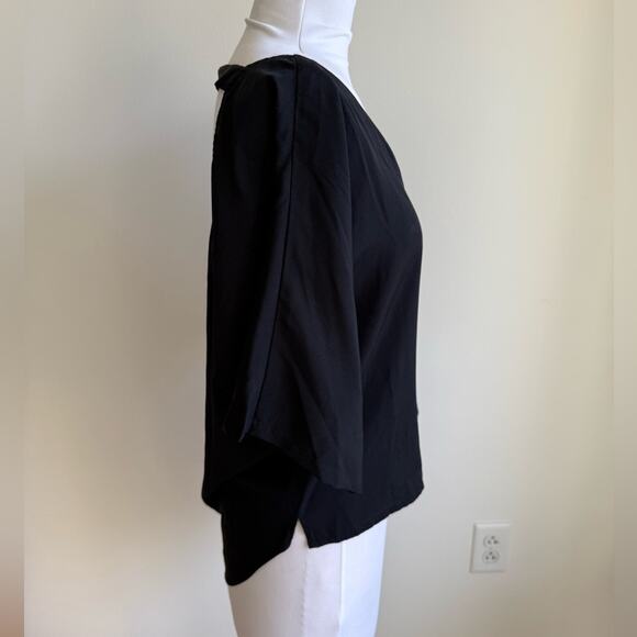 JESSICA SIMPSON BLACK BACKLESS BLOUSE HIGH LOW BUTTON DOWN SMALL - Picture 3 of 7